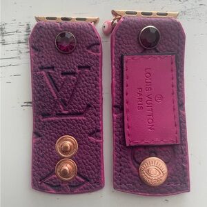 Upcycled LV Pink Leather Watchband
